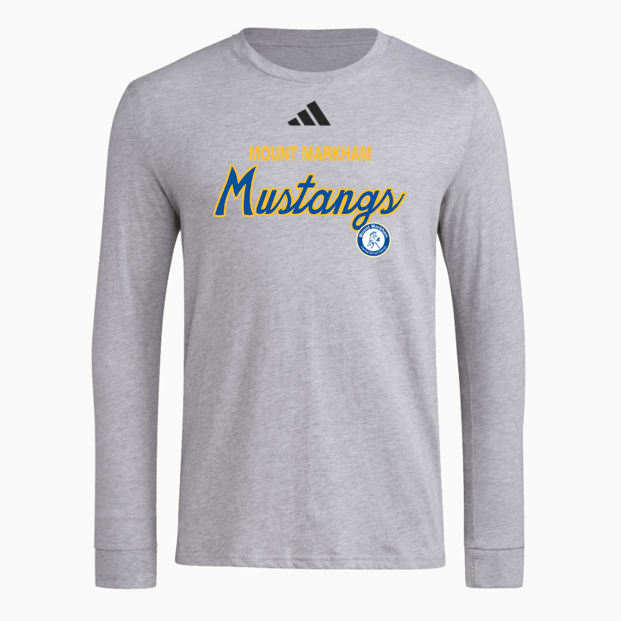 MOUNT MARKHAM HIGH SCHOOL MUSTANGS <span class="pdp-name-mascot">MOUNT MARKHAM MUSTANGS</span> adidas Men's Long Sleeve Pregame Tee