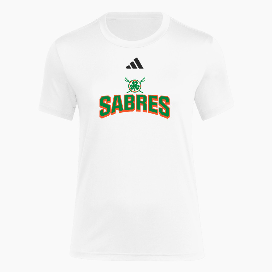 Communion of Saints School Sabres official sideline store adidas Women's Short Sleeve Pregame Tee