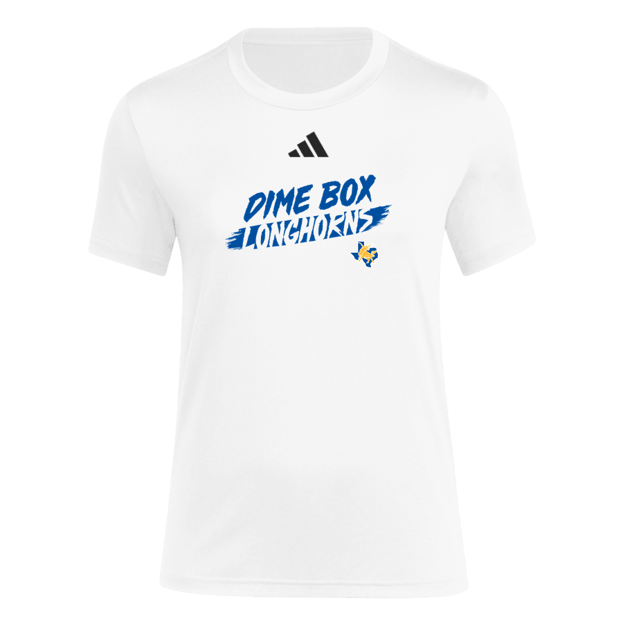 DIME BOX HIGH SCHOOL LONGHORNS <span class="pdp-name-mascot">DIME BOX LONGHORNS</span> adidas Women's Short Sleeve Pregame Tee