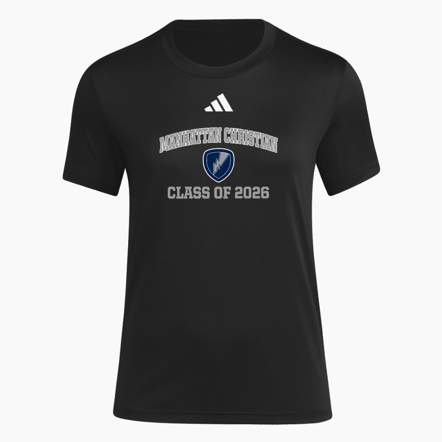 Manhattan Christian Thunder <span class="pdp-name-mascot">Manhattan Christian Thunder</span> adidas Women's Short Sleeve Pregame Tee