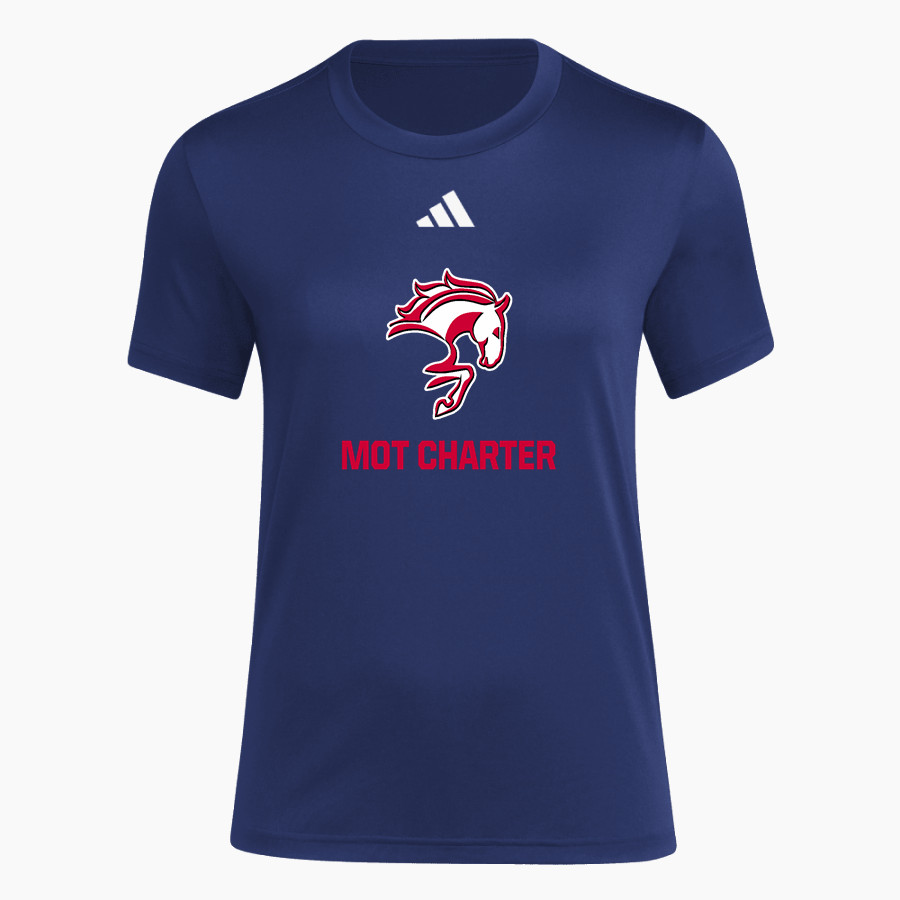 MOT Charter Mustangs adidas Women's Short Sleeve Pregame Tee