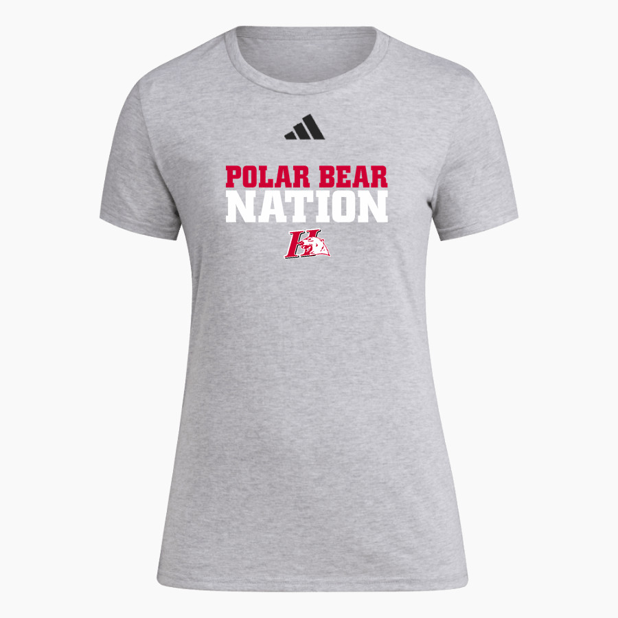 HORTONVILLE HIGH SCHOOL POLAR BEARS <span class="pdp-name-mascot">HORTONVILLE POLAR BEARS</span> adidas Women's Short Sleeve Pregame Tee