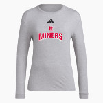 Red Top Miners adidas Women's Long Sleeve Pregame Tee Front Thumbnail