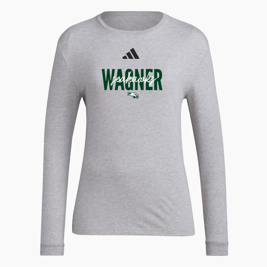 Wagner Seahawks official sideline store <span class="pdp-name-mascot">Wagner Seahawks</span> adidas Women's Long Sleeve Pregame Tee