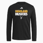HIGHLAND HIGH SCHOOL HUSKIES adidas Men's Long Sleeve Fresh Tee Front Thumbnail