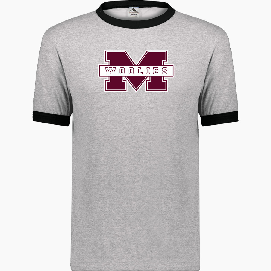 MILLBURY SR HIGH SCHOOL WOOLIES <span class="pdp-name-mascot">MILLBURY MEMORIAL WOOLIES</span> Augusta Adult Ringer T-Shirt