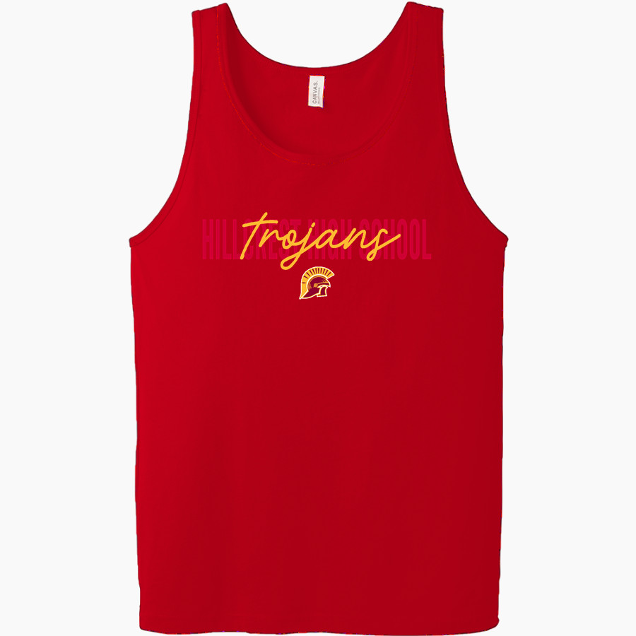 HILLCREST HIGH SCHOOL TROJANS <span class="pdp-name-mascot">Hillcrest High School TROJANS</span> Bella + Canvas Men's Jersey Tank