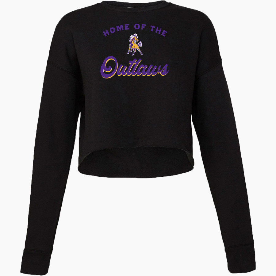 WELEETKA HIGH SCHOOL OUTLAWS Bella + Canvas Ladies' Cropped Fleece Crew