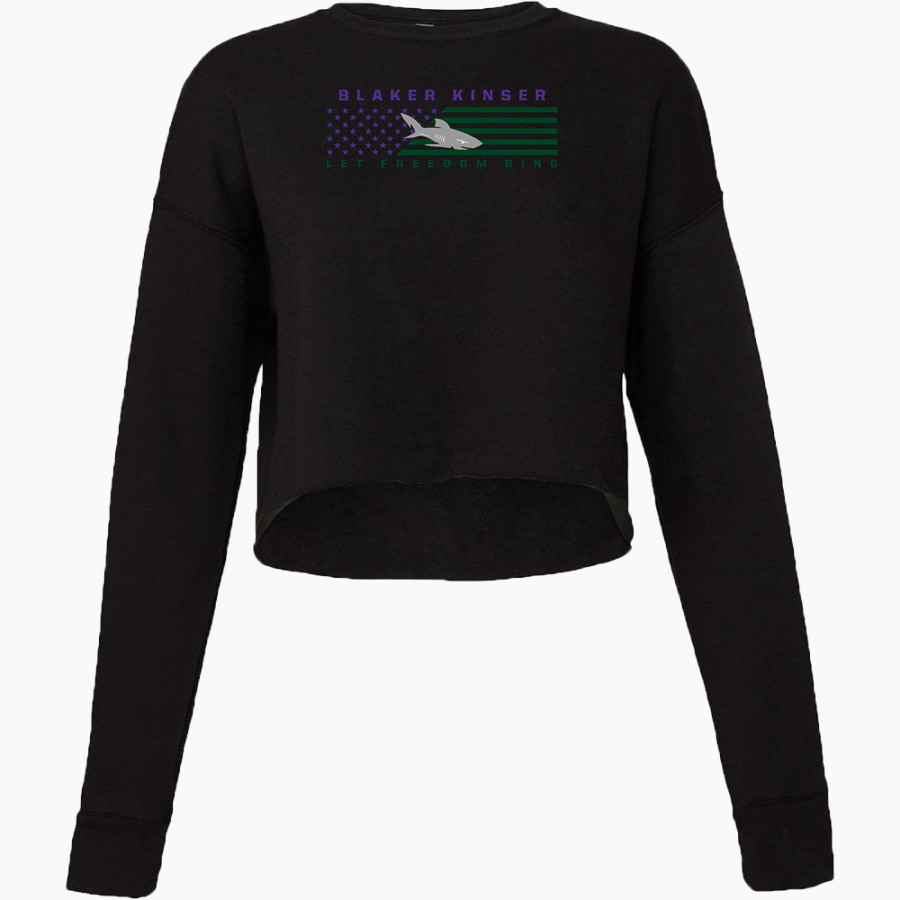 Blaker Kinser Sharks <span class="pdp-name-mascot">Blaker Kinser Sharks</span> Bella + Canvas Ladies' Cropped Fleece Crew