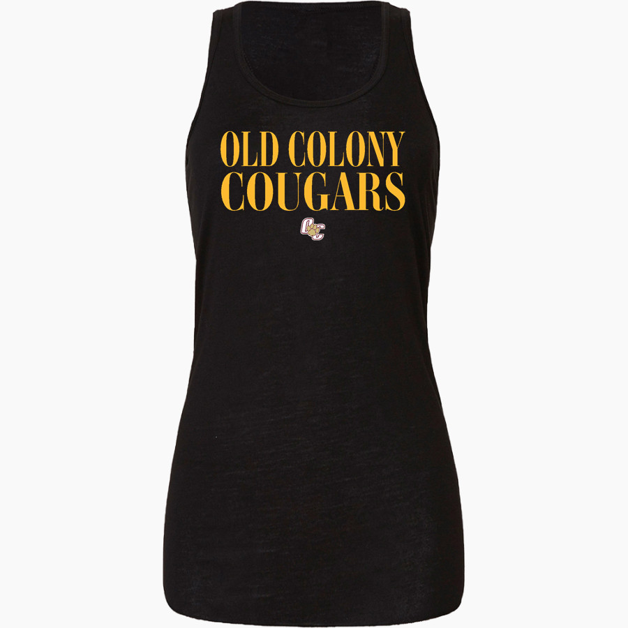 OLD COLONY REF VO TECH HIGH Cougars Bella+Canvas Women's Flowy Racerback Tank