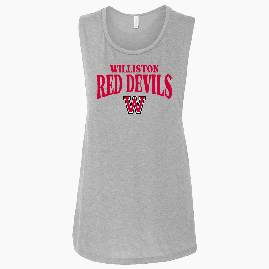 WILLISTON HIGH SCHOOL RED DEVILS Bella + Canvas Women's Flowy Muscle Tank