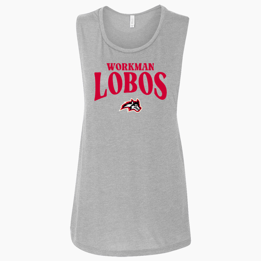 WORKMAN HIGH SCHOOL LOBOS <span class="pdp-name-mascot">WORKMAN LOBOS</span> Bella + Canvas Women's Flowy Muscle Tank