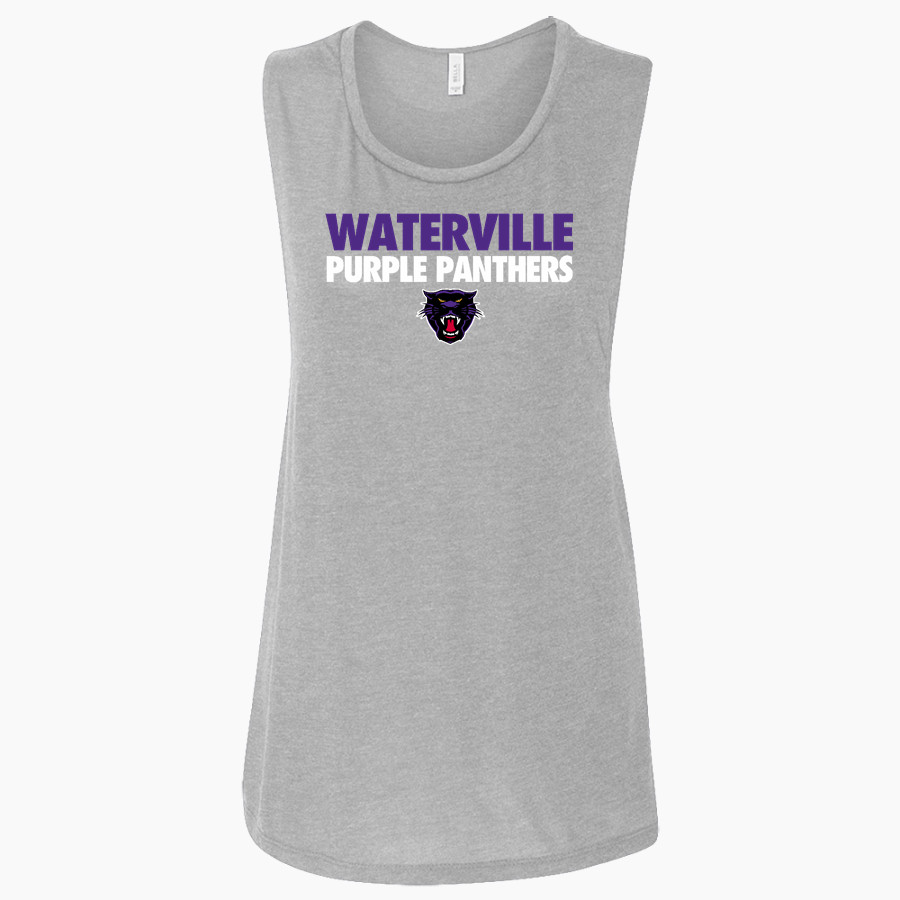 WATERVILLE HIGH SCHOOL PURPLE PANTHERS <span class="pdp-name-mascot">WATERVILLE PURPLE PANTHERS</span> Bella + Canvas Women's Flowy Muscle Tank