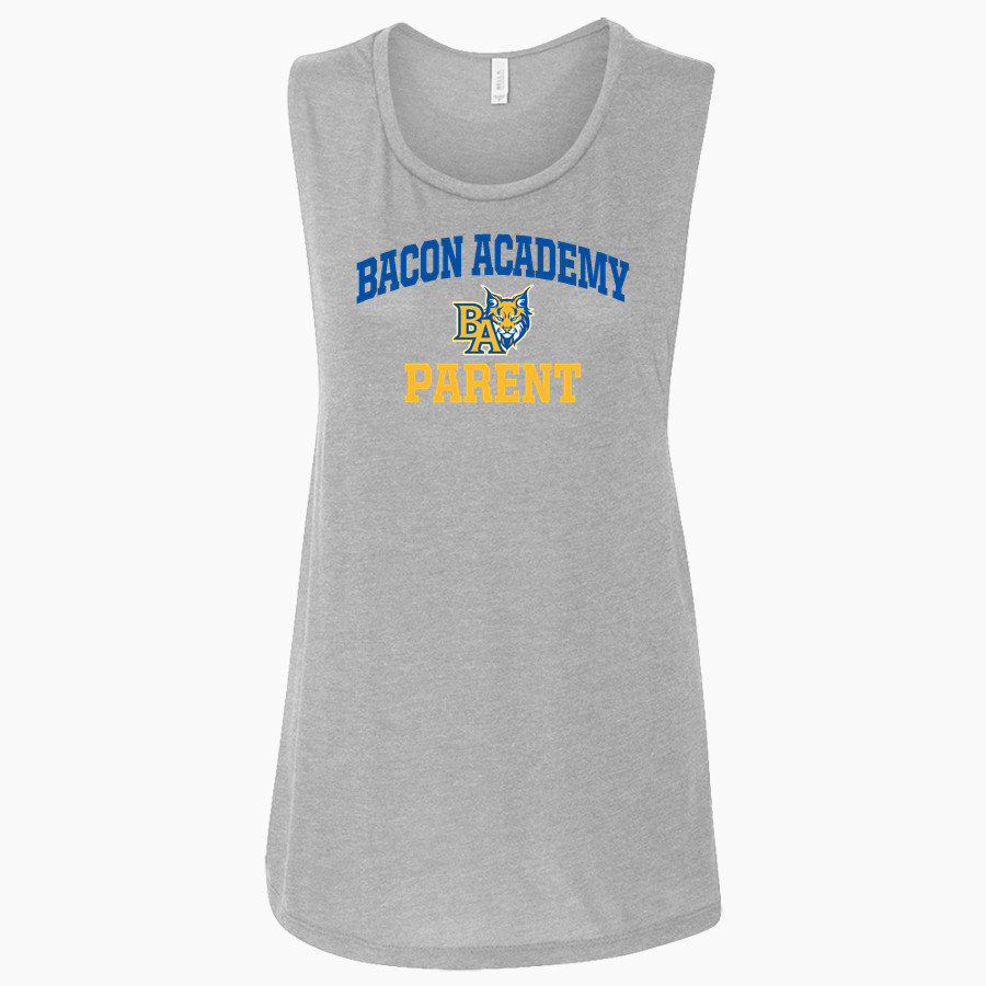 BACON ACADEMY BOBCATS <span class="pdp-name-mascot">BACON ACADEMY BOBCATS</span> Bella + Canvas Women's Flowy Muscle Tank