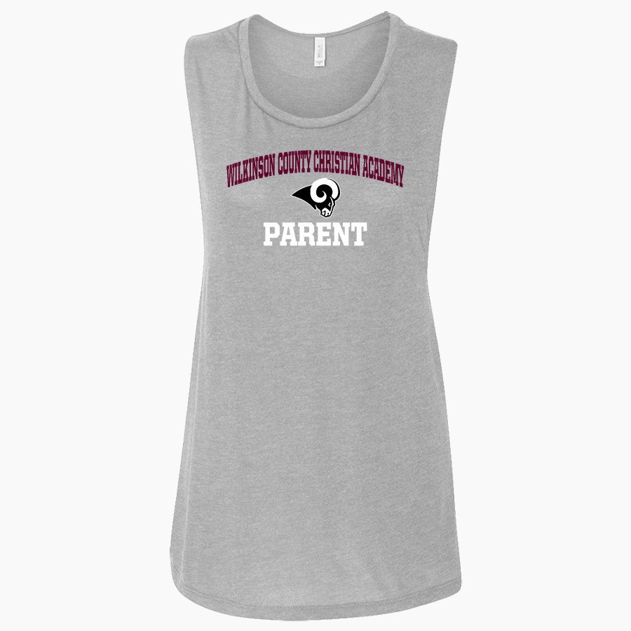 WILKINSON COUNTY CHRISTIAN ACADEMY RAMS <span class="pdp-name-mascot">WILKINSON CO RAMS</span> Bella + Canvas Women's Flowy Muscle Tank