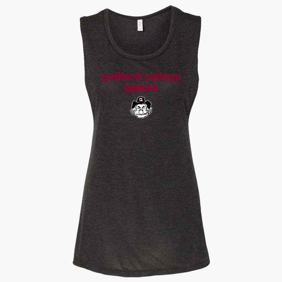 Guilford College Quakers <span class="pdp-name-mascot">GUILFORD COLLEGE Quakers</span> Bella + Canvas Women's Flowy Muscle Tank