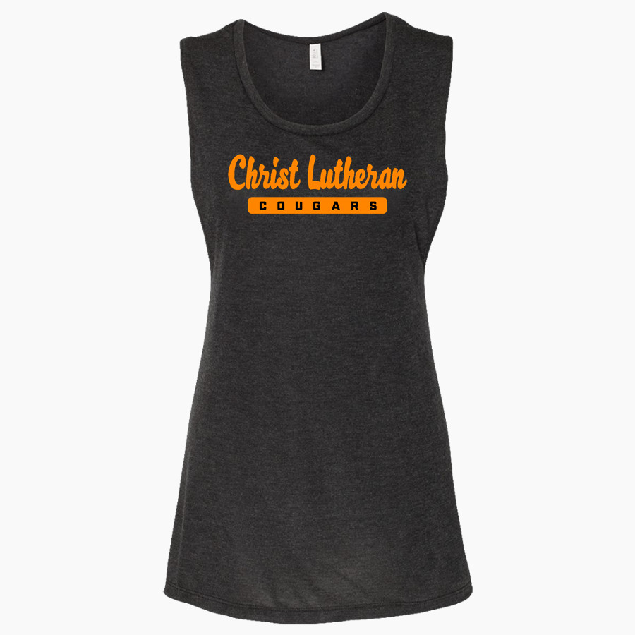 CHRIST LUTHERAN Cougars <span class="pdp-name-mascot">CHRIST LUTHERAN DAY SCHOOL Cougars</span> Bella + Canvas Women's Flowy Muscle Tank