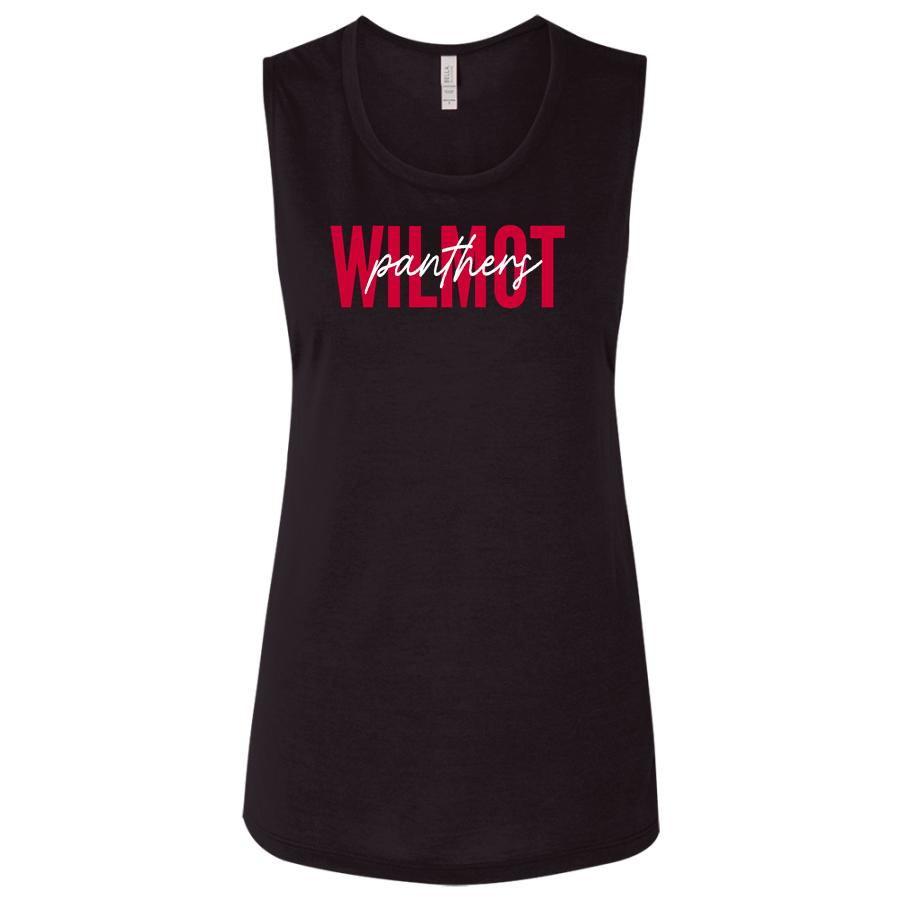 WILMOT UNION HIGH SCHOOL PANTHERS <span class="pdp-name-mascot">WILMOT PANTHERS</span> BELLA+CANVAS Women's Flowy Muscle Tank
