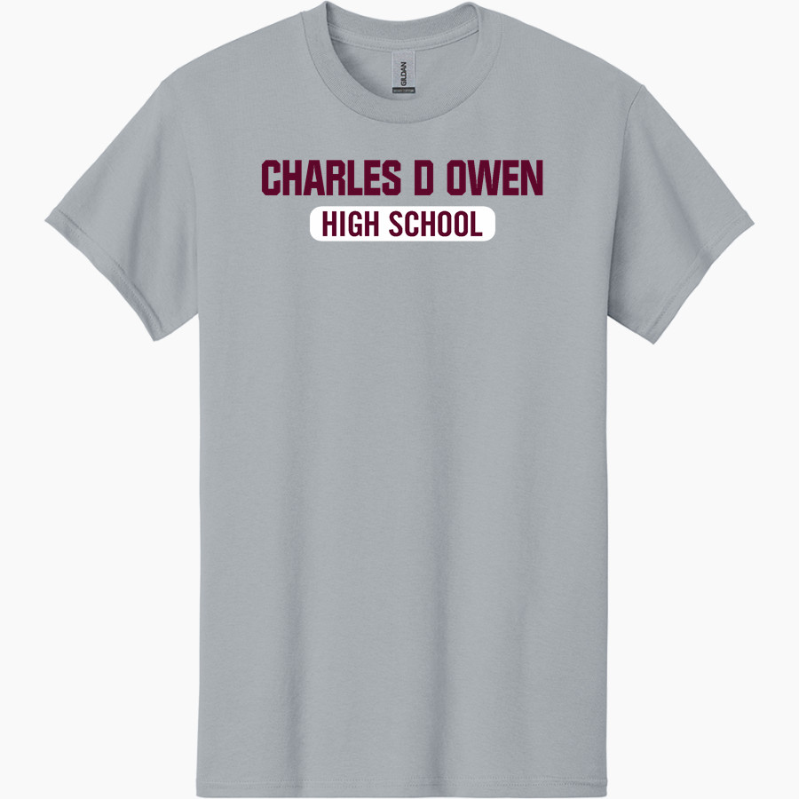 OWEN warhorses mountain tough...valley strong <span class="pdp-name-mascot">CHARLES D OWEN WARHORSES</span> Gildan Adult Heavy Cotton Short Sleeve T-Shirt