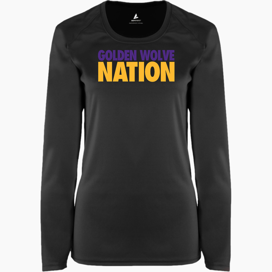 DALHART HIGH SCHOOL GOLDEN WOLVES <span class="pdp-name-mascot">DALHART GOLDEN WOLVES</span> BSN SPORTS Women's Phenom Long Sleeve T-Shirt