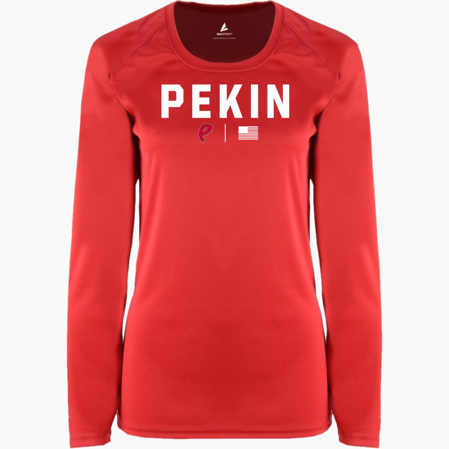 PEKIN COMMUNITY HIGH SCHOOL DRAGONS BSN SPORTS Women's Phenom Long Sleeve T-Shirt
