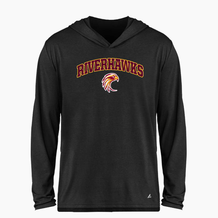 THE DALLES HIGH SCHOOL RIVERHAWKS BSN SPORTS Men's Ultimate Long Sleeve Performance Hoodie Tee