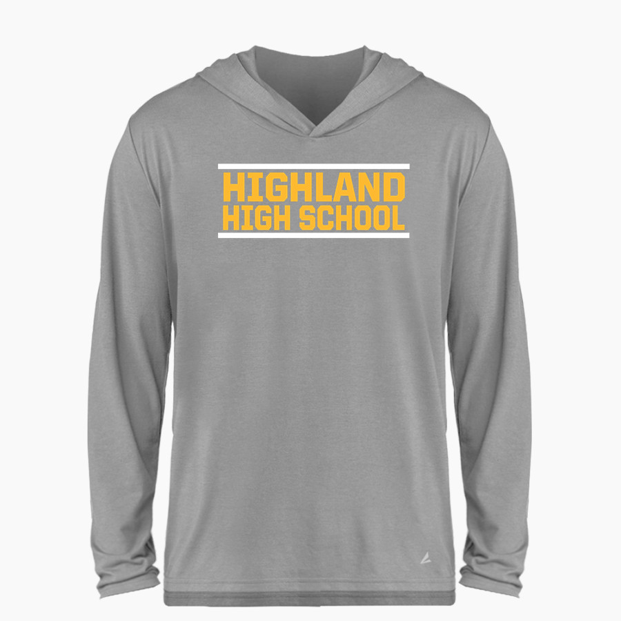 HIGHLAND HIGH SCHOOL HUSKIES BSN SPORTS Men's Ultimate Long Sleeve Performance Hoodie Tee