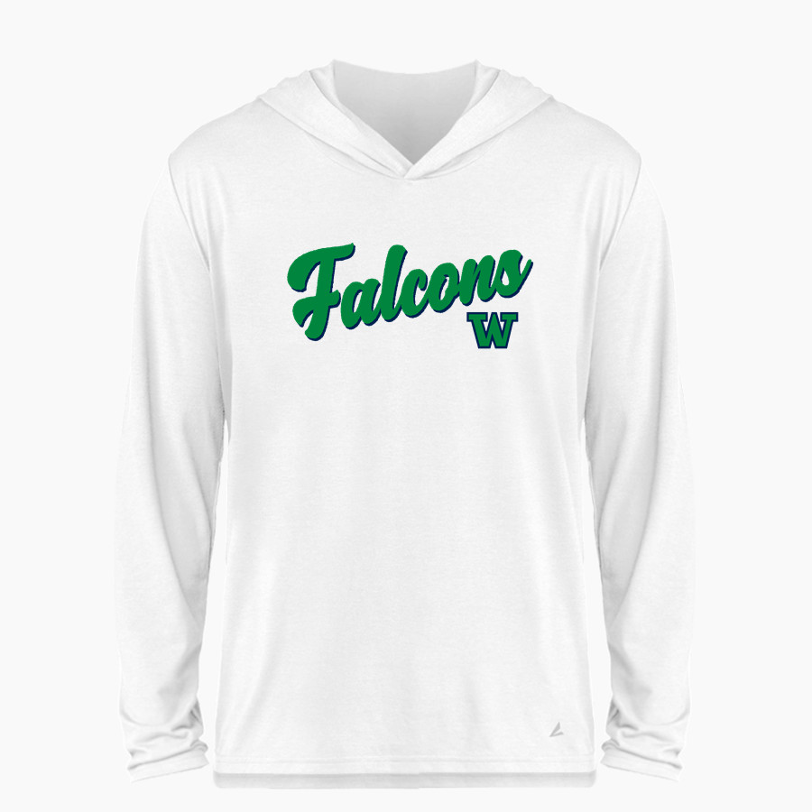 WOODINVILLE HIGH SCHOOL FALCONS BSN SPORTS Men's Ultimate Long Sleeve Performance Hoodie Tee