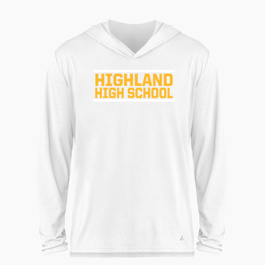 HIGHLAND HIGH SCHOOL HUSKIES BSN SPORTS Men's Ultimate Long Sleeve Performance Hoodie Tee