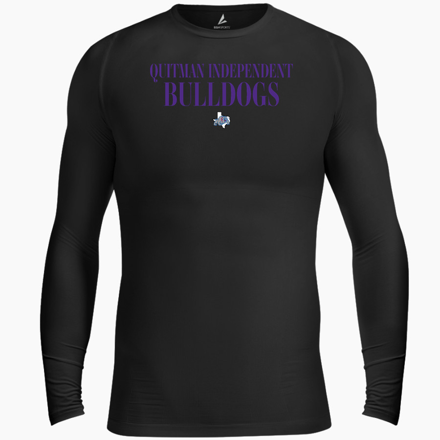 Quitman Independent Bulldogs BSN SPORTS Men's Long Sleeve Compression Top