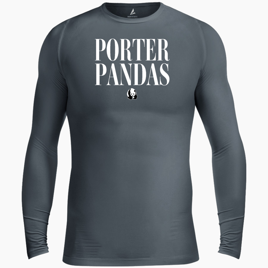 Porter Pandas official sideline store <span class="pdp-name-mascot">Porter Elementary School Pandas</span> BSN SPORTS Men's Long Sleeve Compression Top