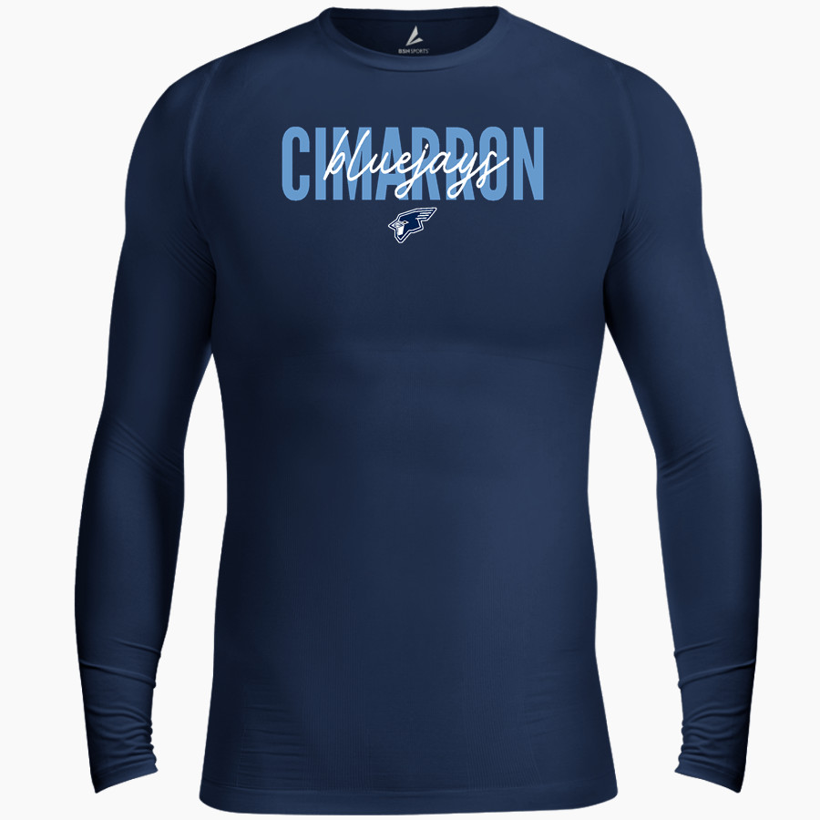CIMARRON HIGH SCHOOL BLUEJAYS BSN SPORTS Men's Long Sleeve Compression Top