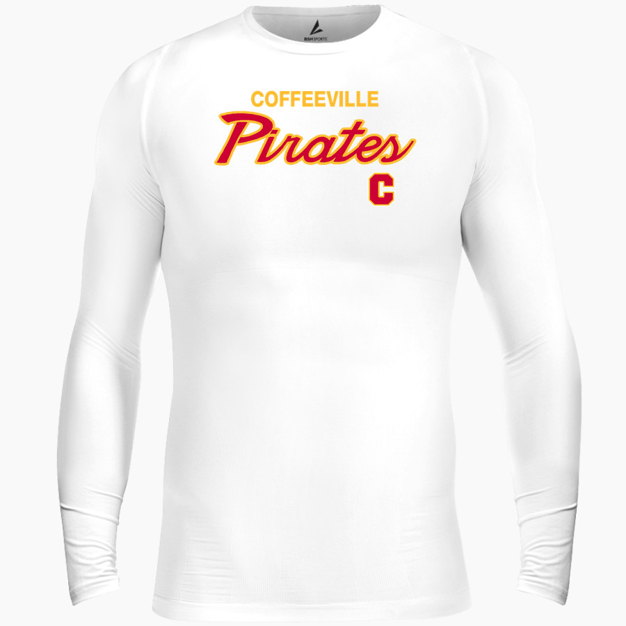 COFFEEVILLE HIGH SCHOOL PIRATES BSN SPORTS Men's Long Sleeve Compression Top
