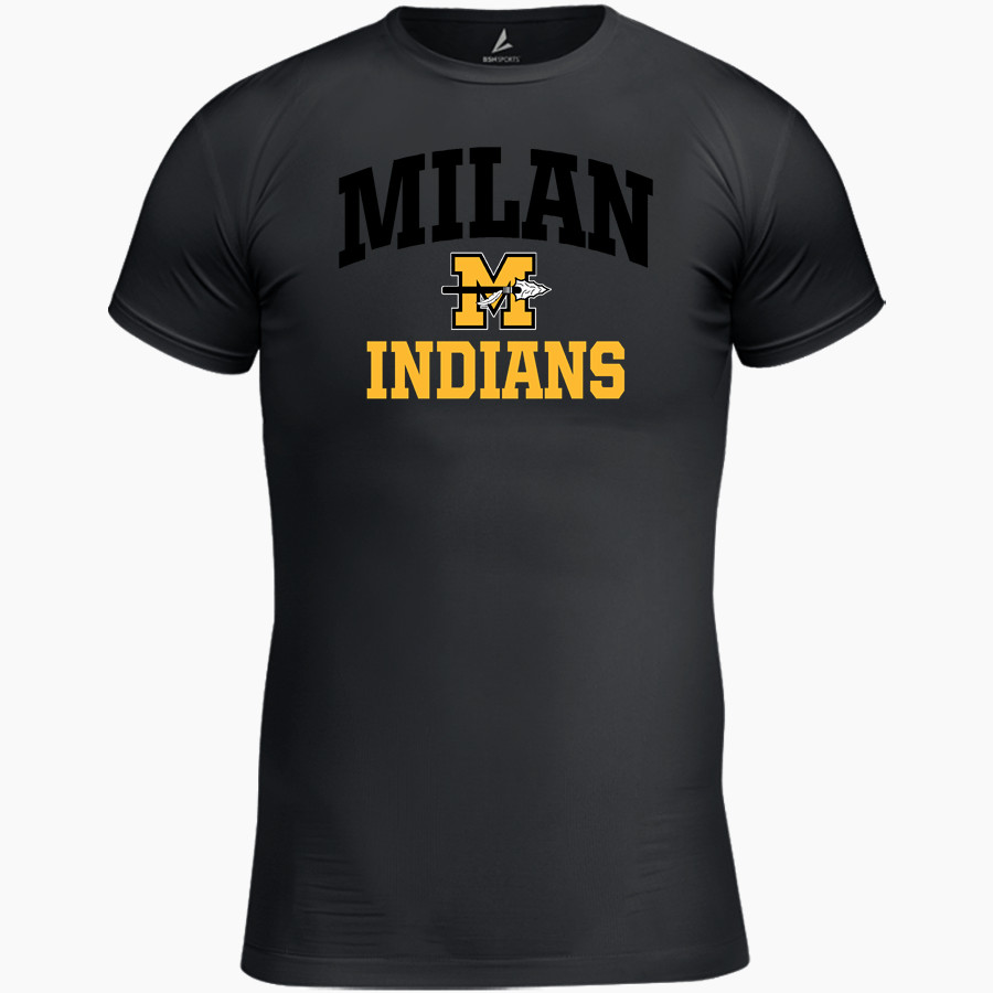MILAN HIGH SCHOOL INDIANS BSN SPORTS Youth Short Sleeve Compression Top