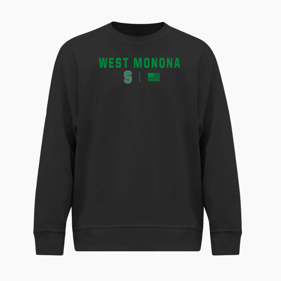 WEST MONONA HIGH SCHOOL SPARTANS BSN SPORTS Men's Cotton Rich Fleece Crew Neck