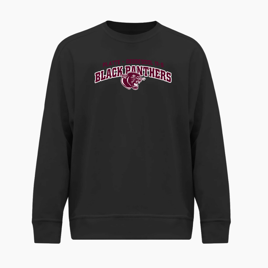 PLATTE-GEDDES COMMUNITY HIGH SCHOOL 11-5 BLACK PANTHERS BSN SPORTS Men's Cotton Rich Fleece Crew Neck