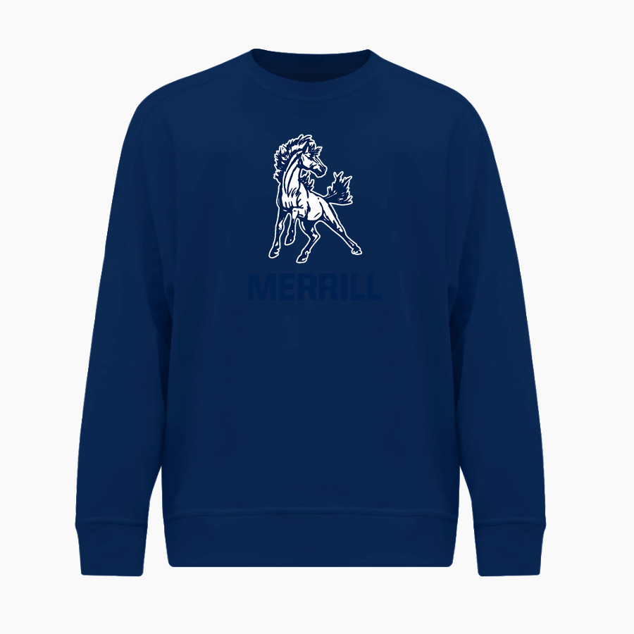Merrill Mustangs BSN SPORTS Men's Cotton Rich Fleece Crew Neck