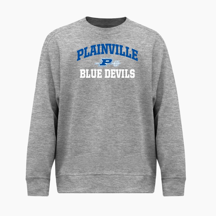 PLAINVILLE HIGH SCHOOL BLUE DEVILS BSN SPORTS Men's Cotton Rich Fleece Crew Neck