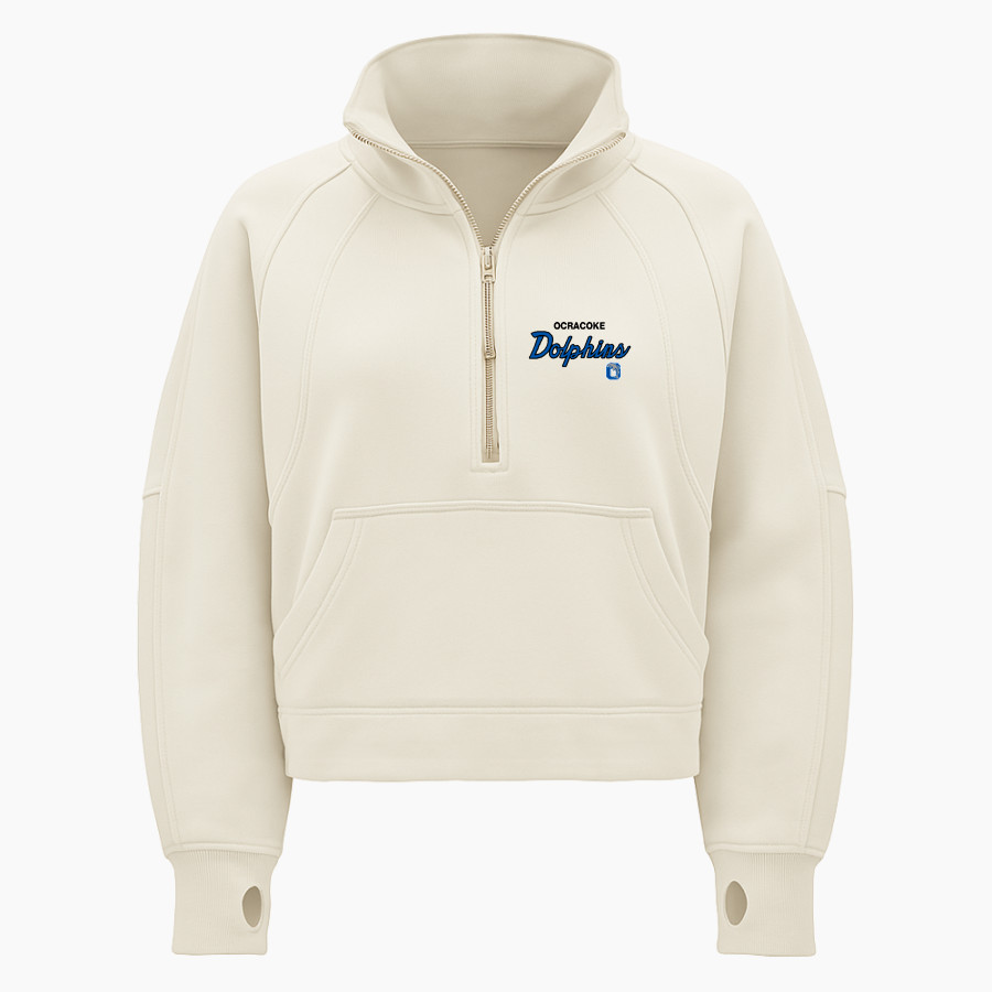 OCRACOKE SCHOOL DOLPHINS <span class="pdp-name-mascot">OCRACOKE DOLPHINS</span> lululemon Women's Scuba Oversized Funnel Neck Half Zip - Crop