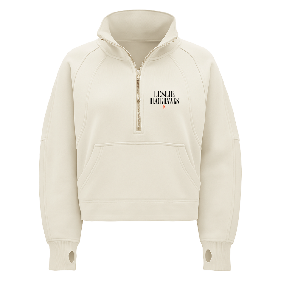 LESLIE HIGH SCHOOL BLACKHAWKS <span class="pdp-name-mascot">LESLIE BLACKHAWKS</span> lululemon Women's Scuba Oversized Funnel Neck Half Zip - Crop