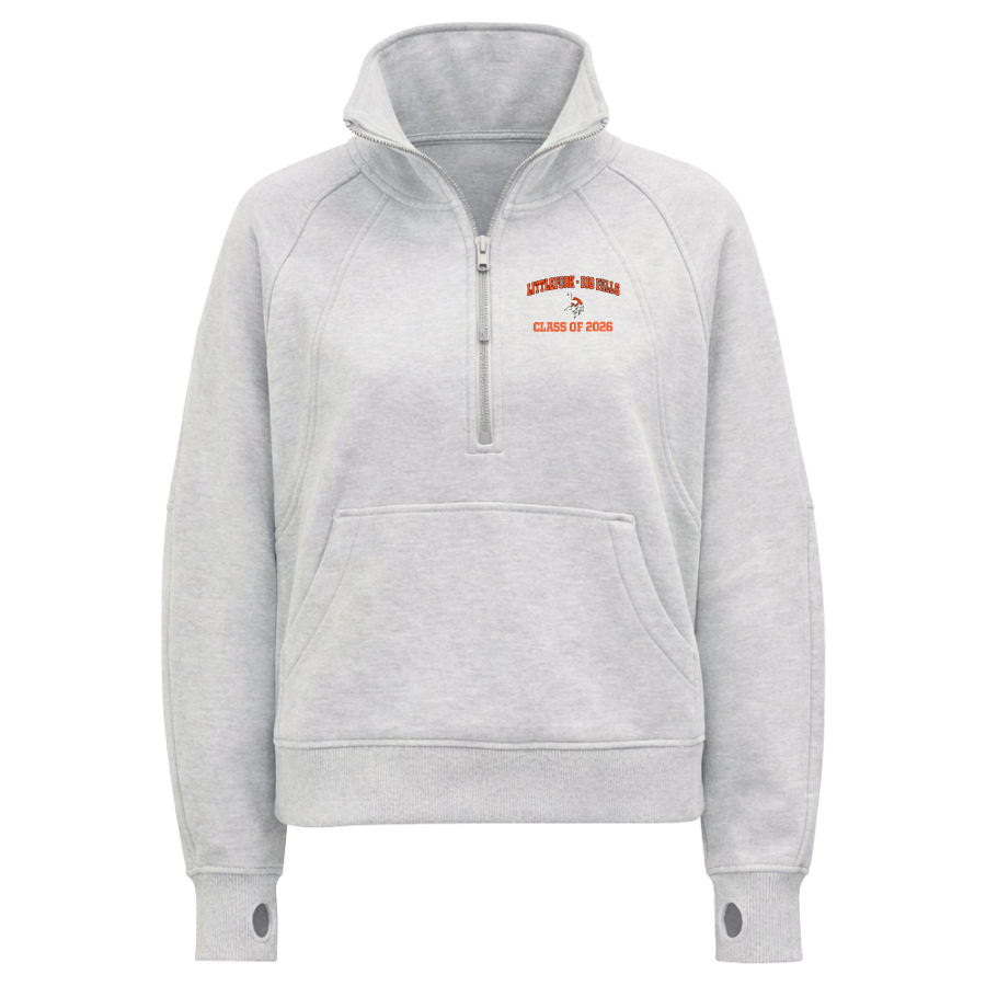 LITTLEFORK-BIG FALLS HIGH SCHOOL VIKINGS <span class="pdp-name-mascot">LITTLEFORK - BIG FALLS VIKINGS</span> lululemon Women's Scuba Oversized Funnel Neck Half Zip Long