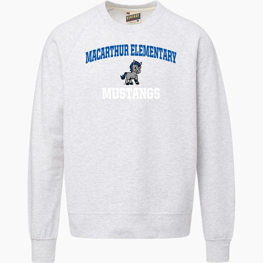MacArthur Elementary Mustangs MV Sport Men's Vintage Fleece Crew