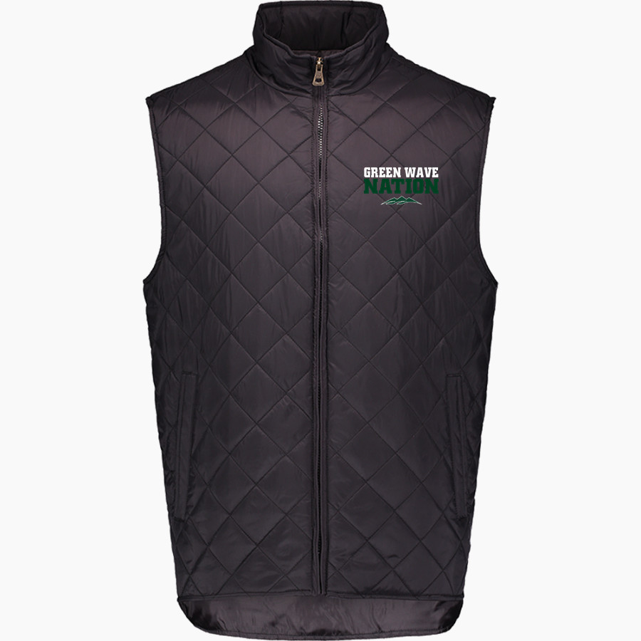 New Milford Green Wave Weatherproof Vintage Men's Diamond Quilt Vest