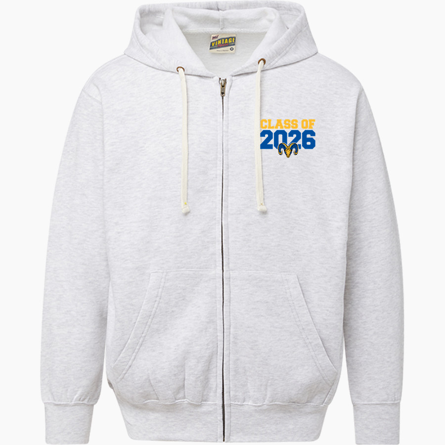 CUBA HIGH SCHOOL RAMS MV Sport Men's Vintage Fleece Full-Zip Hoodie