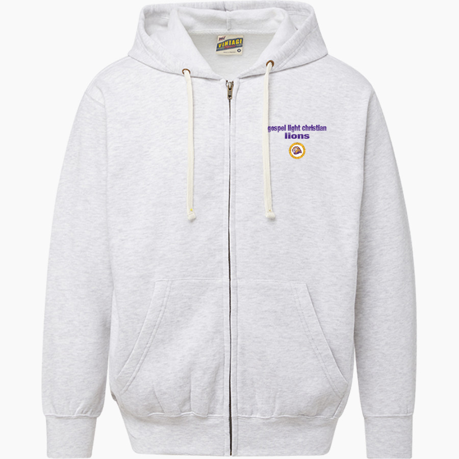 Gospel Light Christian Lions <span class="pdp-name-mascot">Gospel Light Christian School Lions</span> MV Sport Men's Vintage Fleece Full-Zip Hoodie