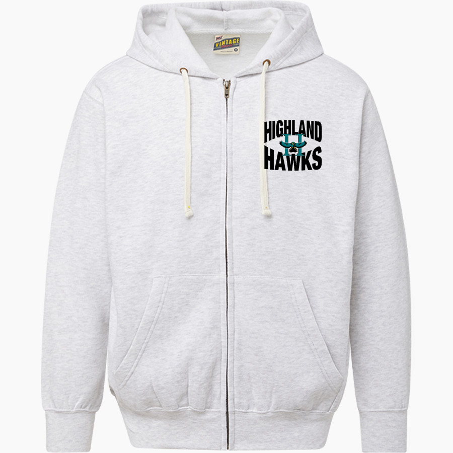 Highland Hawks <span class="pdp-name-mascot">Highland Hawks</span> MV Sport Men's Vintage Fleece Full-Zip Hoodie