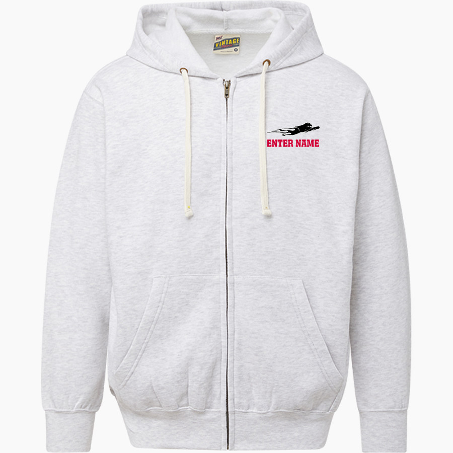 Pleasanton Middle School Panthers <span class="pdp-name-mascot">Pleasanton Panthers</span> MV Sport Men's Vintage Fleece Full-Zip Hoodie