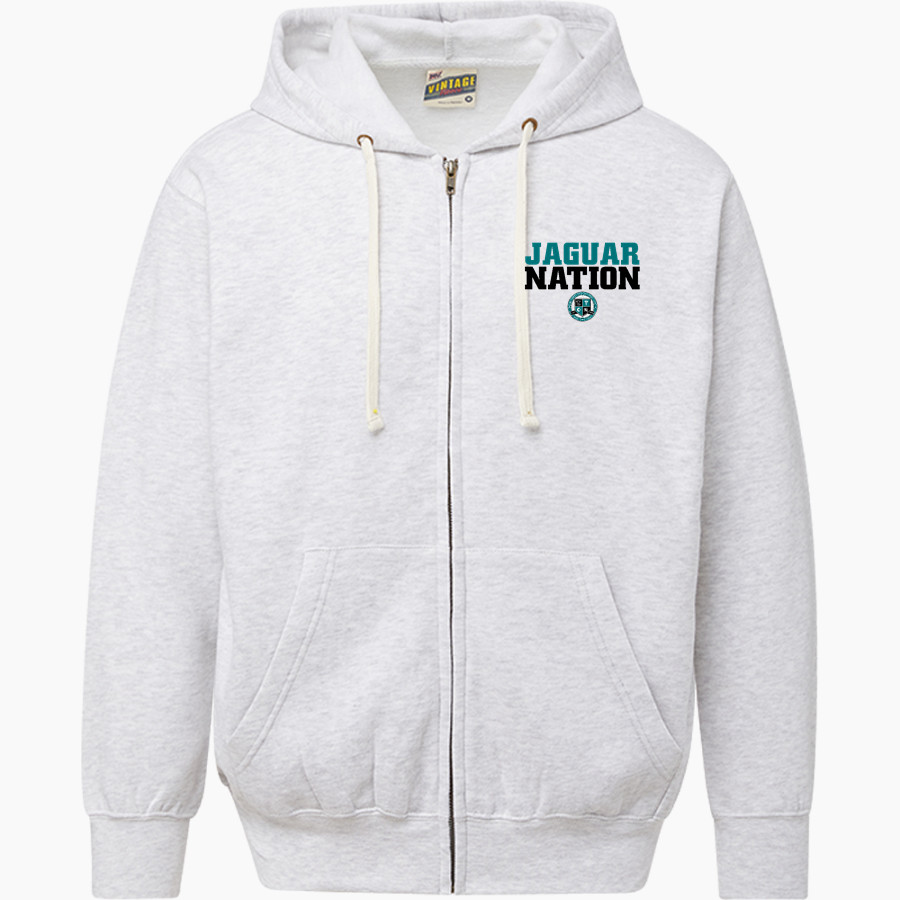 Miami Lakes Jaguars MV Sport Men's Vintage Fleece Full-Zip Hoodie