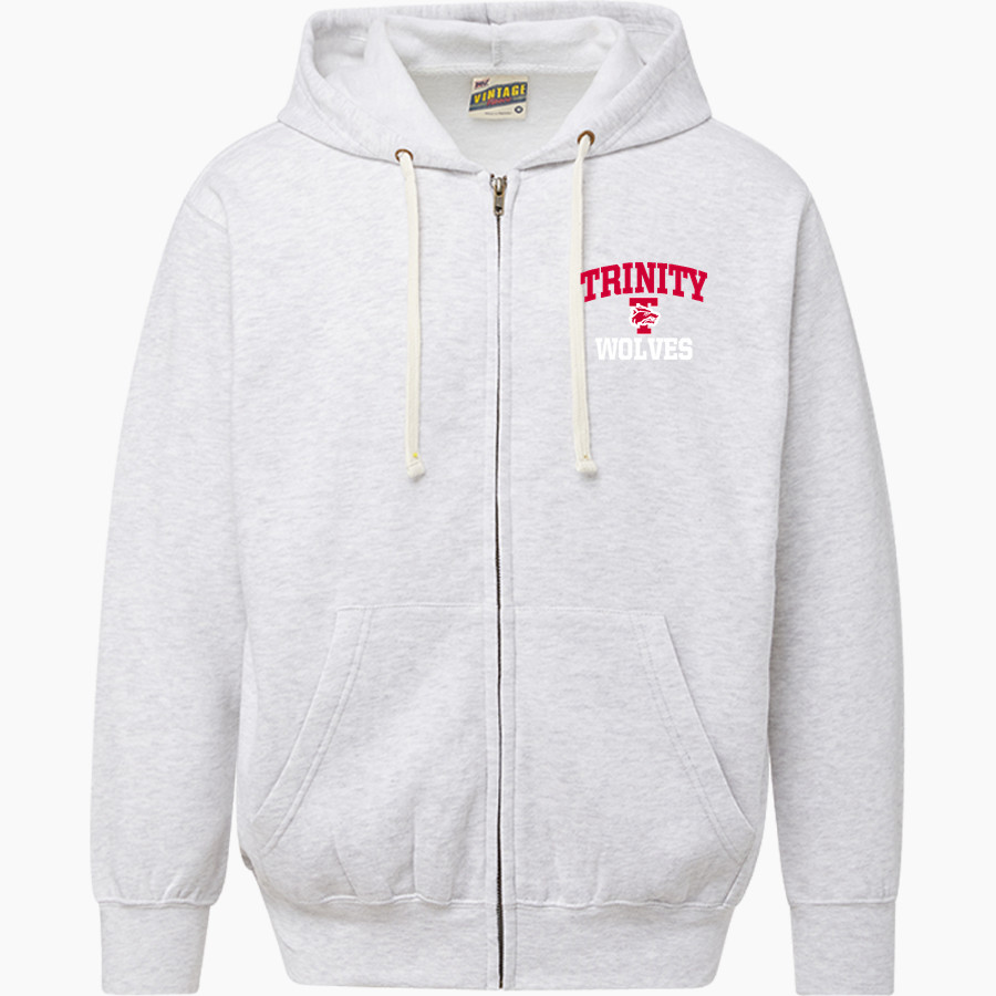 TRINITY HIGH SCHOOL WOLVES MV Sport Men's Vintage Fleece Full-Zip Hoodie