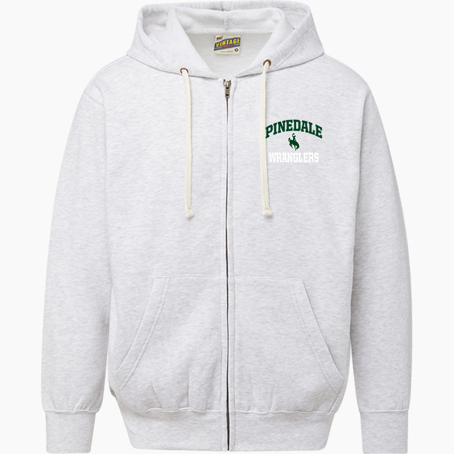 PINEDALE HIGH SCHOOL WRANGLERS MV Sport Men's Vintage Fleece Full-Zip Hoodie